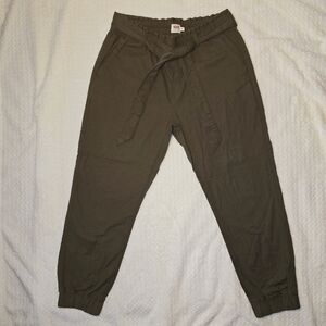 Womens Olive Green Levi Belted Jogger Pants